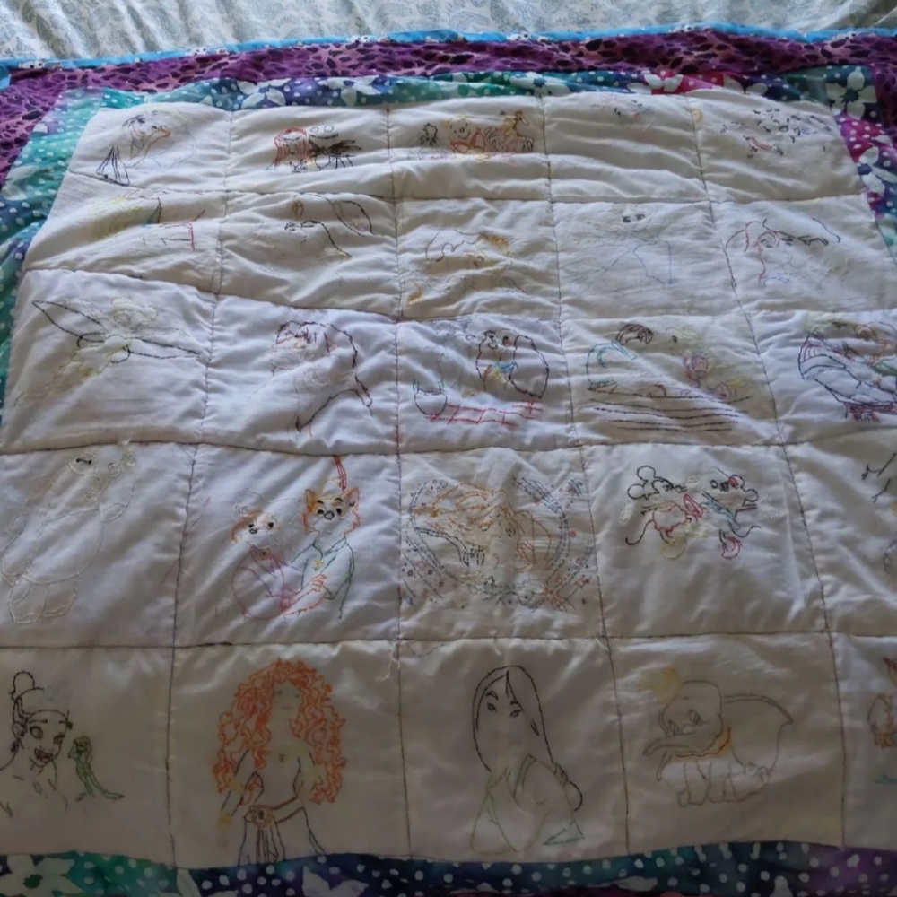 Embroidered Disney quilt